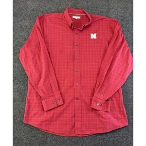 Cutter & Buck Nebraska Huskers Red Check Button Down Shirt 3XL